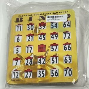 Gold Rush Bingo Cards Sliding Windows Reusable Large Print 10 Pack NWT Yellow